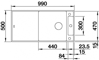 Blanco AXIA III XL 6 S-F InFino Silgranit aluminium skleněná kráj.deska oboustr.provedení