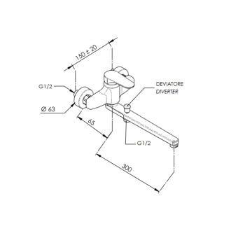 Umyvadlová/vanová nástěnná baterie FONTI 46 - chrom