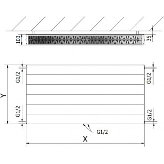 Mexen Line CCL22 radiátor 300x500, spod. střed. připoj., 450 W, černý W6C22L-030-050-70
