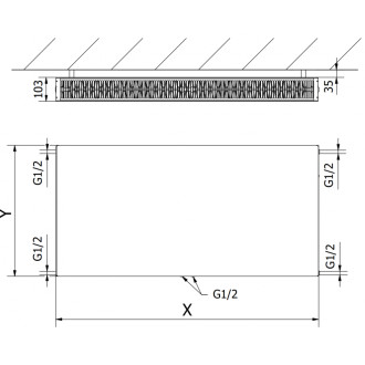 Mexen Flat CCF22 radiátor 900x1400, spod. střed. přip., 3079 W, černé W6C22F-090-140-70