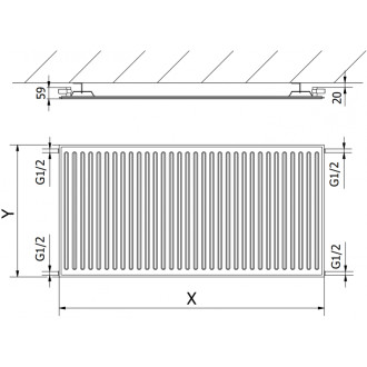 Mexen CH10 radiátor 600x2800, boční připojení, 1749 W, antracit W410H-060-280-66