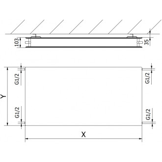 Mexen CHF20  Plochý radiátor 600x1200, boční připojení, 1204 W, antracit W420HF-060-120-66
