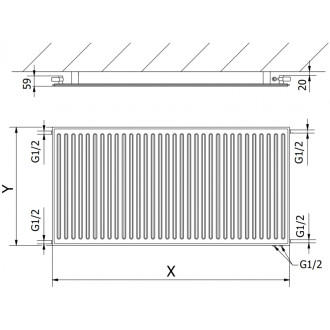 Mexen CVH10 radiátor 500x1400, spod. přip., 742 W, antracit W610H-050-140-66