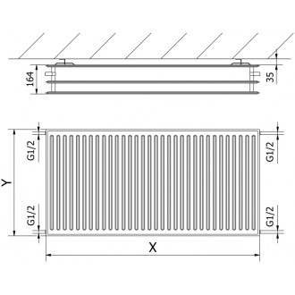 Mexen CH30 radiátor 300x1800, boční připojení, 1570 W, černý W430H-030-180-70