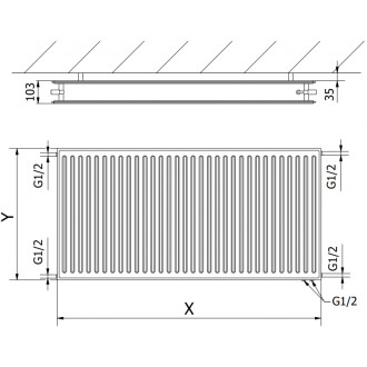 Mexen CVH20 radiátor 300x1100, spod. přip., 700 W, černý W620H-030-110-70