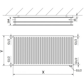 Mexen CVH30 radiátor 300x1100, spod. přip., 959 W, černý W630H-030-110-70