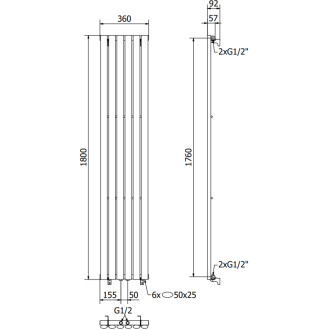 OREGON otopné těleso 1800x350, 604 W, černá W202-1800-350-00-70