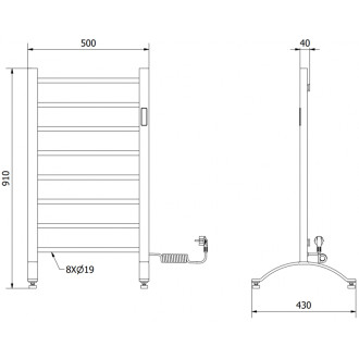 Mexen Oso 2v1 elektrický radiátor stojící 910 x 500 mm, 200 W, černý - W304-0910-500-00-70