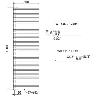 Mexen Neptun elektrický radiátor 1600 x 500 mm, 600 W, zlatý - W101-1600-500-2600-50