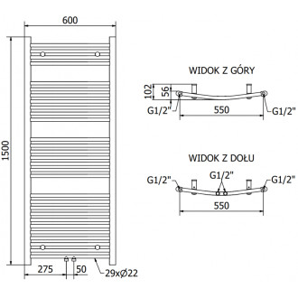 Mexen Ares elektrický radiátor 1500 x 600 mm, 600 W, zlatý - W102-1500-600-2600-50