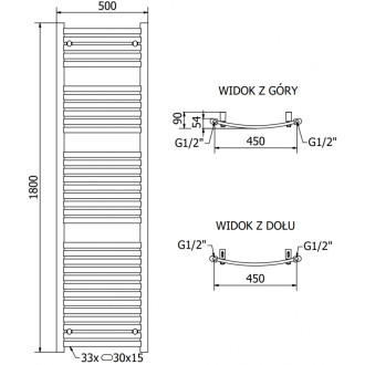 Mexen Helios elektrický radiátor 1800 x 500 mm, 900 W, bílý - W103-1800-500-2900-20