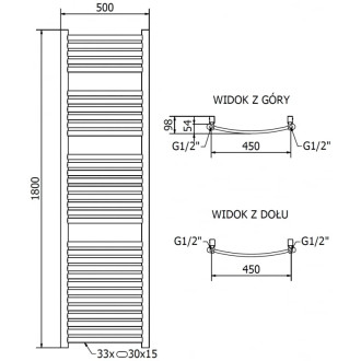 Mexen Helios elektrický radiátor 1800 x 500 mm, 900 W, zlatý - W103-1800-500-2900-50