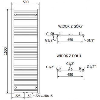 Mexen Hades elektrický radiátor 1500 x 500 mm, 600 W, chrom - W104-1500-500-2600-01