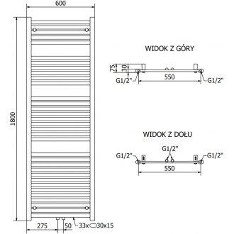 Mexen Hades elektrický radiátor 1800 x 600 mm, 900 W, chrom - W104-1800-600-2900-01