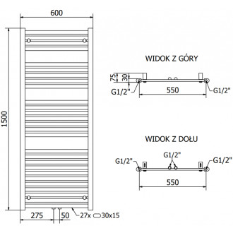 Mexen Hades elektrický radiátor 1500 x 600 mm, 900 W, bílý - W104-1500-600-2900-20