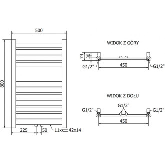 Mexen Uran elektrický radiátor 800 x 500 mm, 300 W, zlatý - W105-0800-500-2300-50