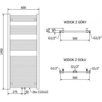 Mexen Pluton elektrický radiátor 1450 x 600 mm, 900 W, černý - W106-1450-600-2900-70