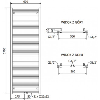Mexen Pluton elektrický radiátor 1700 x 600 mm, 900 W, černý - W106-1700-600-2900-70
