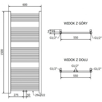 Mexen Mars elektrický radiátor 1500 x 600 mm, 600 W, zlatý - W110-1500-600-2600-50