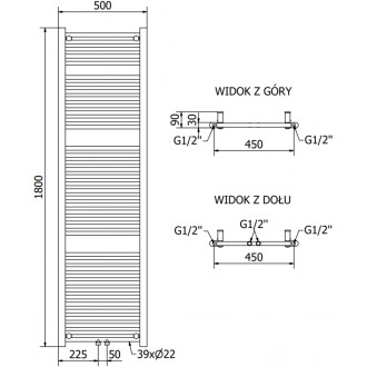 Mexen Mars elektrický radiátor 1800 x 500 mm, 900 W, černý - W110-1800-500-2900-70