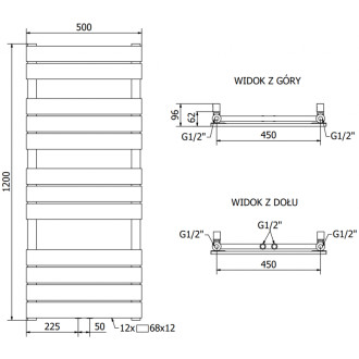 Mexen Ceres elektrický radiátor 1200 x 500 mm, 600 W, černý - W111-1200-500-2600-70