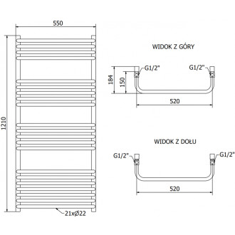Mexen Apollo elektrický radiátor 1210 x 550 mm, 600 W, černý - W117-1210-550-2600-70