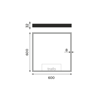 Nimco ZPC 13066-90 Černé LED zrcadlo 600x600