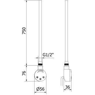 Elektrická topná tyč s termostatem FA-O 900W - černá W951-0900-70