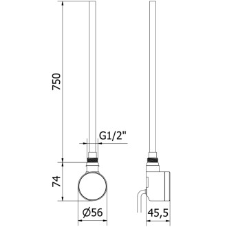 Elektrická topná tyč s termostatem FA-D22 900W - černá W955-0900-70