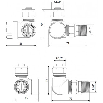 Mexen axiální radiátorové ventily, chrom - W903-000-01