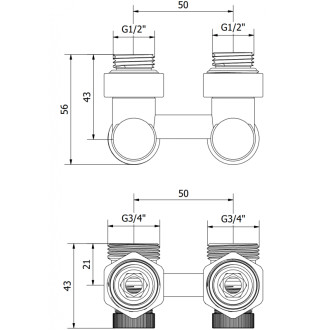 Mexen radiátorový ventil dvoutrubkový DN50, přímý 1/2"x3/4", nikl - W912-012-01