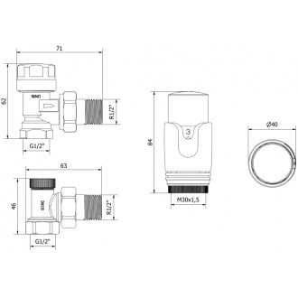 Úhlová termostatická sada Mexen G00, chrom - W901-900-01