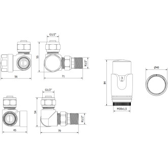 Mexen G00 axiální termostatická sada, zlatá - W903-900-50