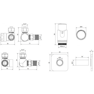 Mexen G00 axiální termostatická sada s krytem S, antracit - W903-900-909-66