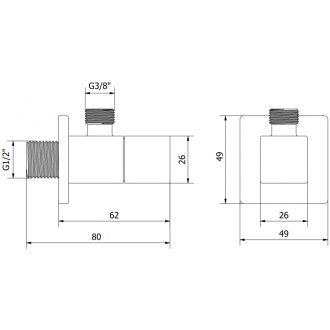 Mexen S rohový ventil pro vodovodní baterie 1/2"x3/8", černý - 79971-70
