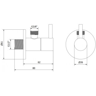 Mexen R2 rohový ventil pro baterii 1/2"x3/8", černý - 79972-70
