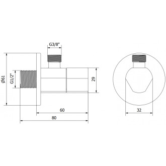 Mexen T rohový ventil pro baterii 1/2"x3/8", zlatý - 79973-50