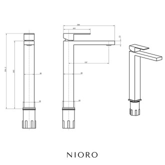 NIORO - Umyvadlová stojánková baterie Angela - vysoká - černá matná - 2. JAKOST