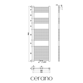 CERANO - Koupelnový radiátorový set Franko - kombinované výtápění, termo tyč - středové připojení 50 mm - 514W - černá matná - 1600x500 mm