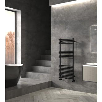 CERANO - Koupelnový radiátorový set Luigi - ústřední vytápění - středové připojení 50 mm - 545W - černá matná - 1200x500 mm