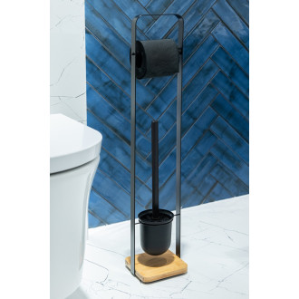 WC štětka + držák papíru, kov , černá barva