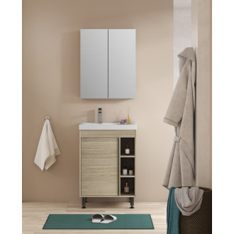 Koupelnová sestava s umyvadlem a zrcadlovou skříňkou Naturel Lucca 59x70x45 cm dub mat LUCCASET60D