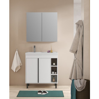 Koupelnová sestava s umyvadlem a zrcadlovou skříňkou Naturel Lucca 79x70x45 cm bílá lesk LUCCASET80W