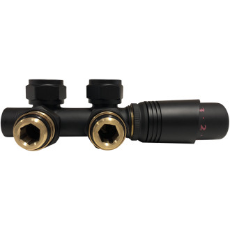 CERANO - Koupelnový radiátorový set  Pyrodes - kombinované výtápění, wifi tyč - středové připojení 50 mm - 647W - černá matná - 1250x530 mm