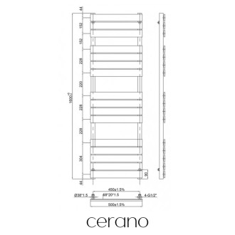 CERANO - Koupelnový radiátorový set Claude - ústřední vytápění - boční připojení 50 mm - 866W - černá matná - 1600x500 mm