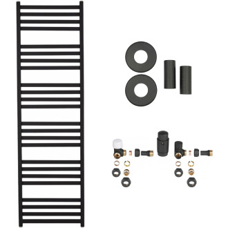 CERANO - Koupelnový radiátorový set Fulgidus - ústřední výtápění - boční připojení 50 mm - 765W - černá matná - 1800x530 mm