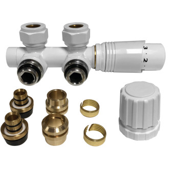 CERANO - Koupelnový radiátorový set Lincoln - kombinované výtápění, termo tyč - středové připojení 50 mm - 484W - bílá matná - 1600x500 mm