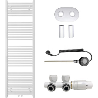 CERANO - Koupelnový radiátorový set Lincoln - kombinované výtápění, wifi tyč - středové připojení 50 mm - 484W - bílá matná - 1600x500 mm