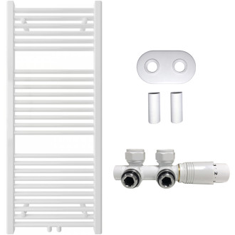 CERANO - Koupelnový radiátorový set Lincoln - ústřední vytápění - středové připojení 50 mm - 366W - bílá matná - 1200x500 mm