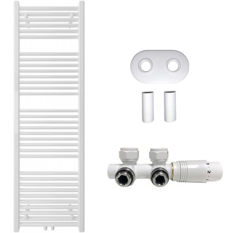 CERANO - Koupelnový radiátorový set Lincoln - ústřední vytápění - středové připojení 50 mm - 484W - bílá matná - 1600x500 mm